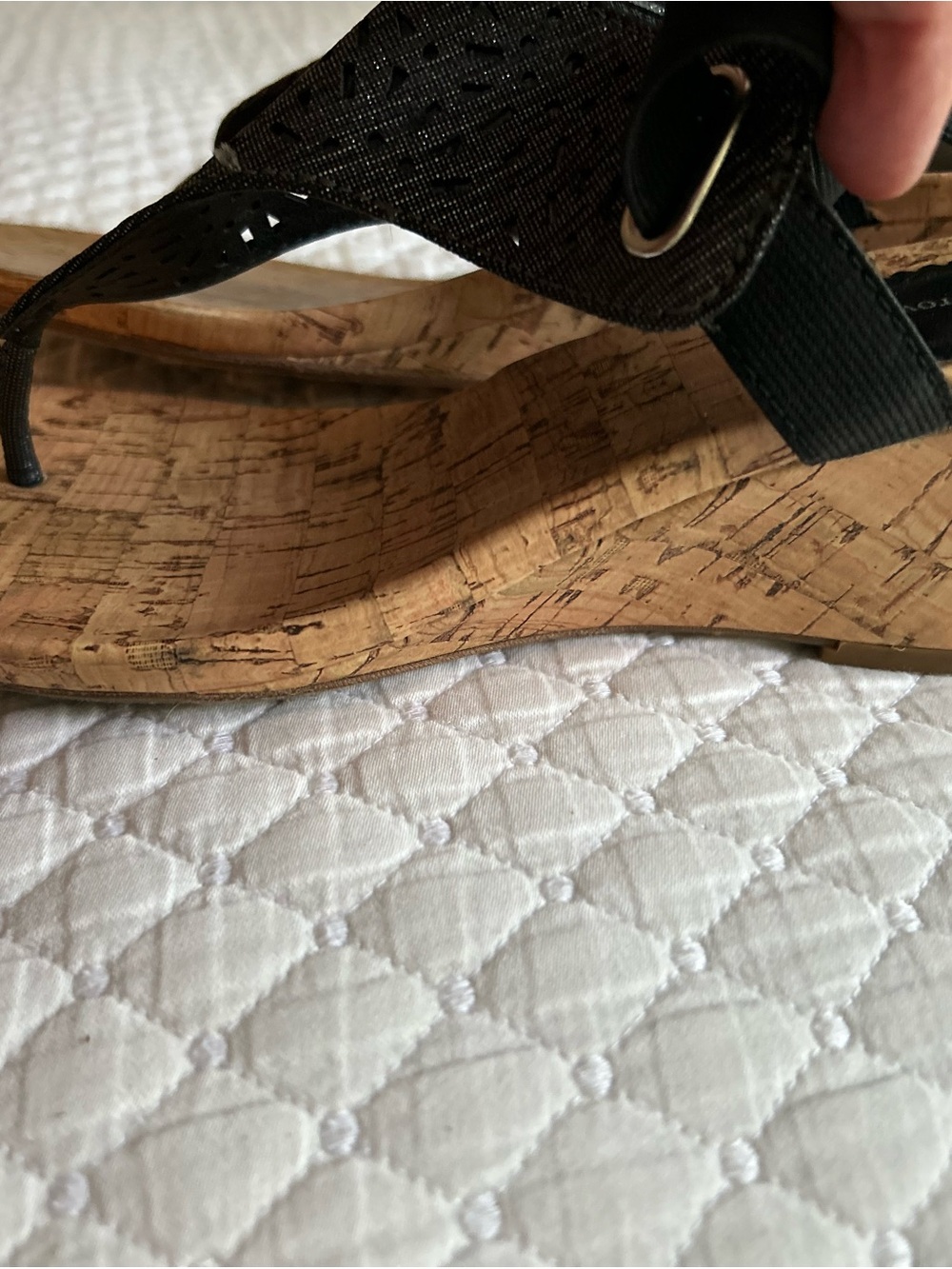 Croft & Barrow Black Cork Wedge Sandals with Elastic Back Size 10 - Picture 3 of 10